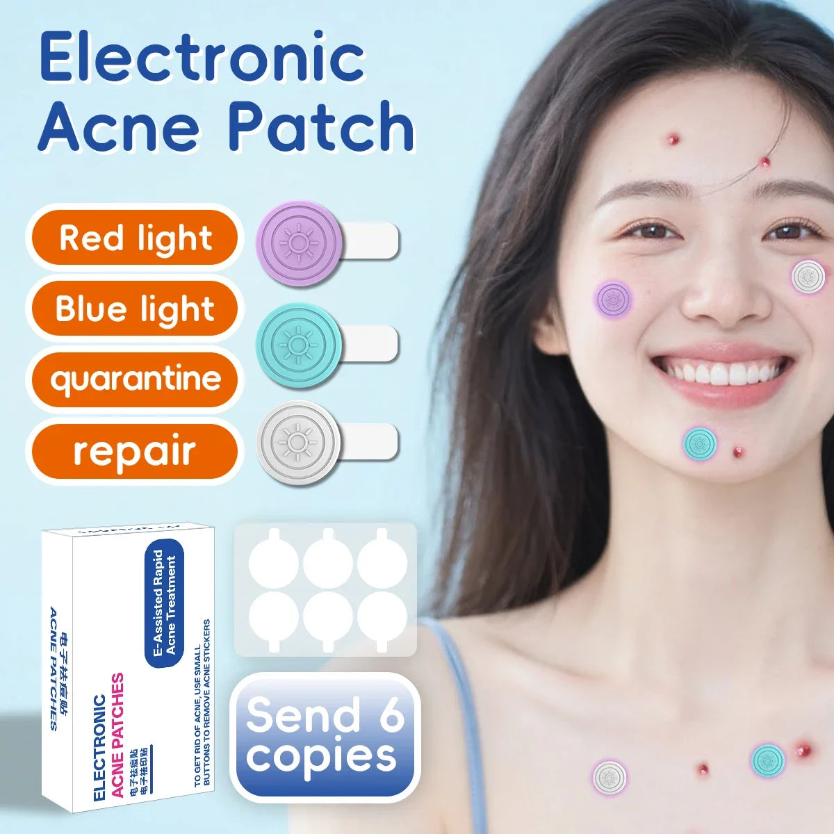 1Set LED Facial Acne Treatment Patches, Reusable Electric Pimple Cover Stickers, Facial Skin Care and Beauty Treatment Tools