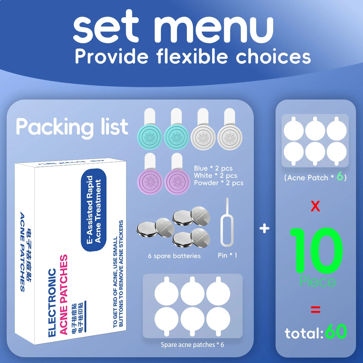 1Set LED Facial Acne Treatment Patches, Reusable Electric Pimple Cover Stickers, Facial Skin Care and Beauty Treatment Tools