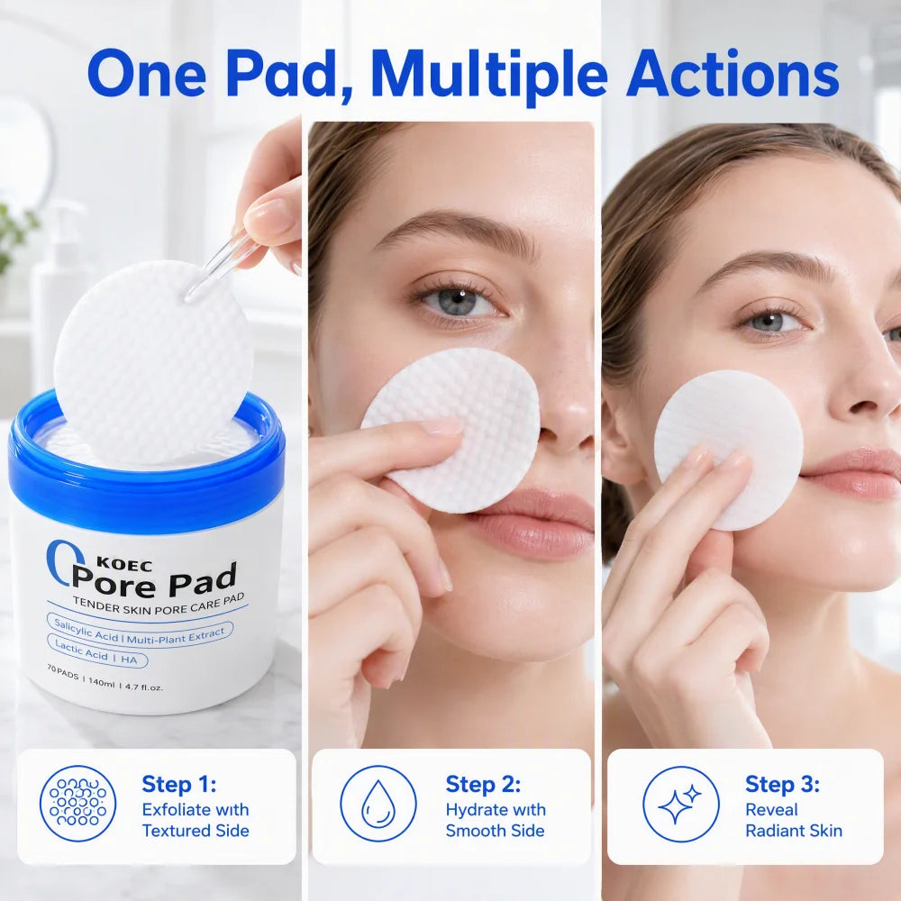 2026 New Zero Pore Pad 2.0 Toner Pads, 70‑Count Dual‑Textured Exfoliating Toner Pads with Lactic & Salicylic Acid, Gentle Peel Deep Cleansing Treatment, Help Smooth Skin Texture, Mild Daily Facial Care Suitable for All Skin Types