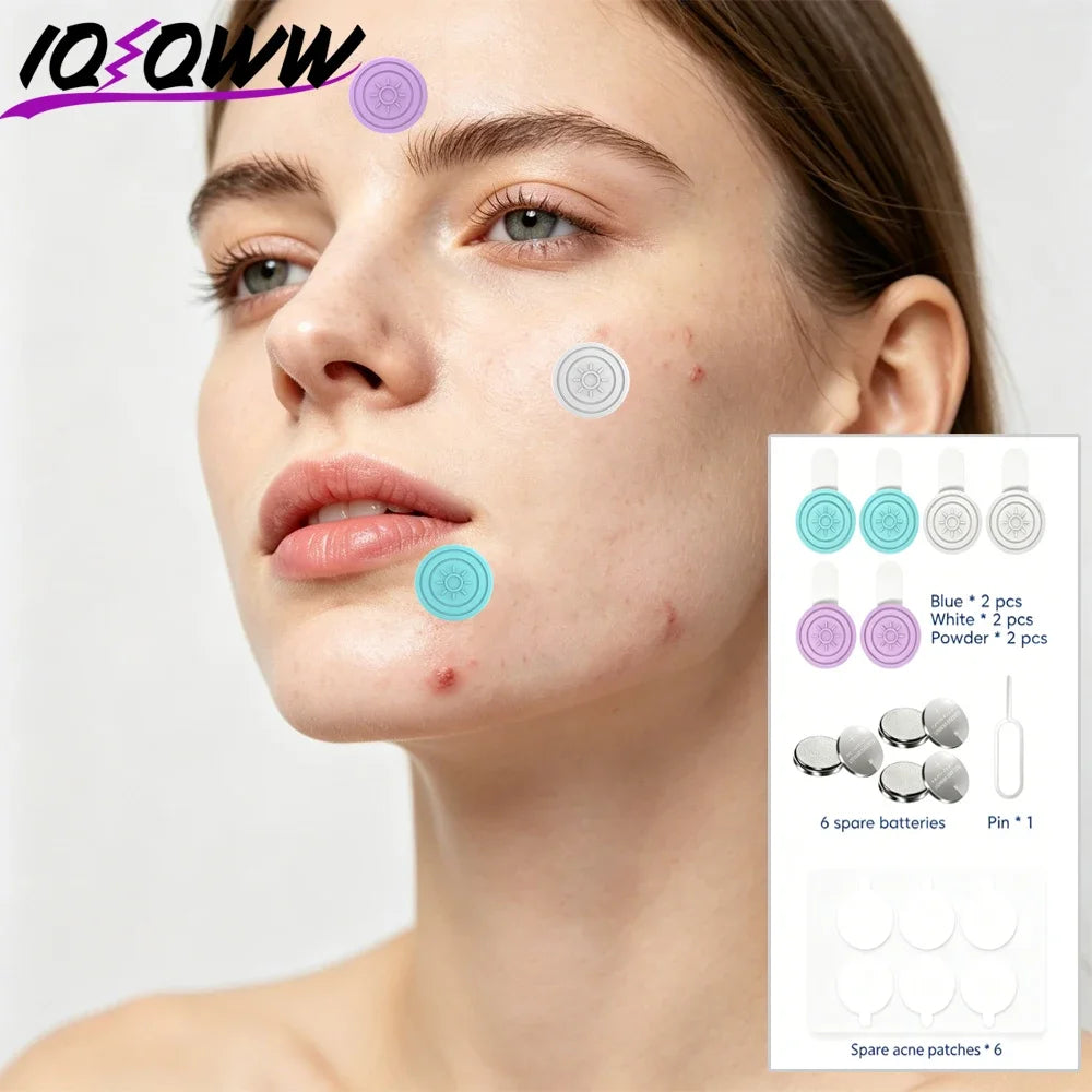1Set LED Facial Acne Treatment Patches, Reusable Electric Pimple Cover Stickers, Facial Skin Care and Beauty Treatment Tools